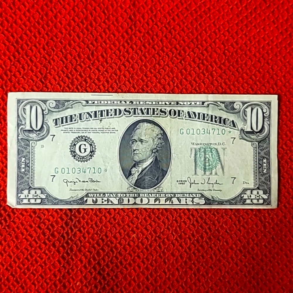 1950 Series $10 Star Note Paper Currency